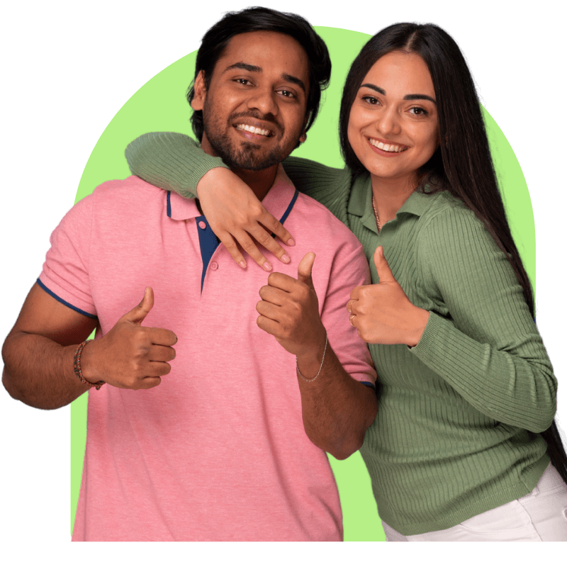 Happy couple choosing better loan option